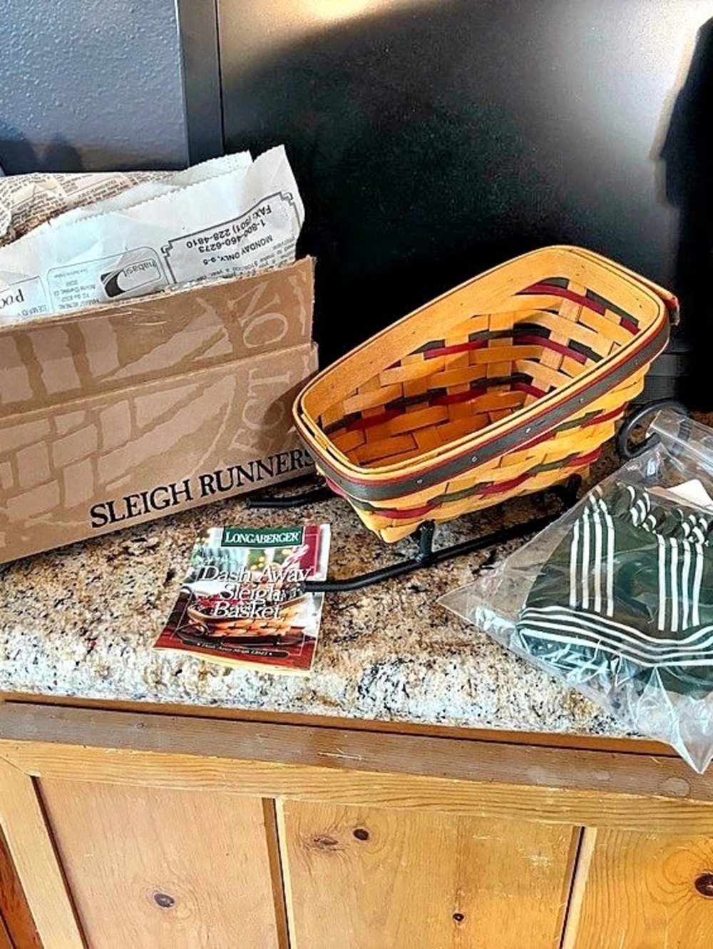 Vintage NWT Longaberger Dash Away Sleigh Basket Set | Complete 1990s Holiday Bas